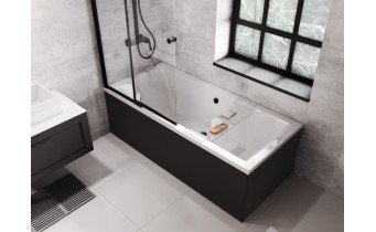Панель для ванни Besco Quadro 180 Black / Чорна, фронтальна + бічна + кріплення до обох панелей, екран для ванни (OAQ-180-PKC)