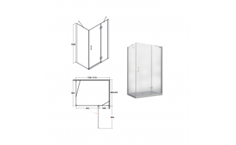 Душова кабіна Besco Viva 120x90x195 R , прозоре скло (VPP-129-195C)
