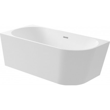 Ванна окремостояча кутова пристінна з акрилу Deante Silia 150x75x58 см, Лівостороння, білий глянцевий + сифон click-clack