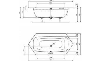 Ванна акрилова Ideal Standard i.life 190x90, шестигранна (T476701)
