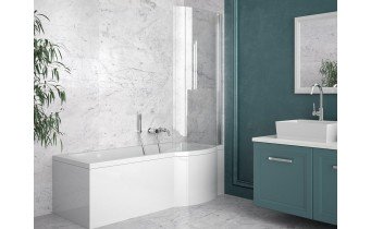 Акрилова ванна з душовою шторкою Besco Inspiro 150x70 R, асиметрична (WAI-150-NPR)