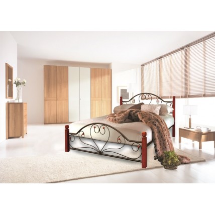 Двоспальне ліжко Метал-дизайн Джоконда 160x190 на деревяних ногах (MT-DD-GK3)