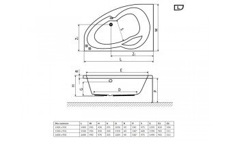 Ванна акрилова Excellent Newa Plus 150x95 см, Лівостороння (WAEX.NEL15WH)
