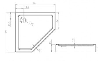 Душовий піддон NEW TRENDY NEW AZURA 80x80x15 см (B-0414)
