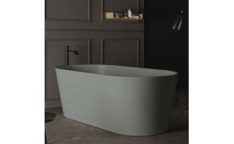 Вільностояча овальна ванна із штучного каменю Nic Design Bay 160x80x57 см, Cemento, сірий матовий (014719047)