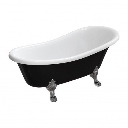 Окремостояча ванна Omnires Atena Comfort M+ 168x76 см, чорно-біла глянцева (ATENA168BCP)