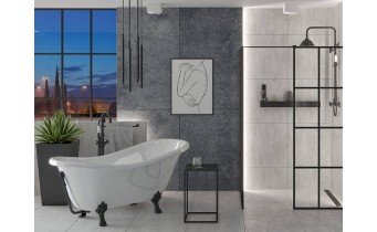 Окремостояча акрилова ванна Besco Otylia 160x77 + ніжки чорні (WKO-160W+CZ)