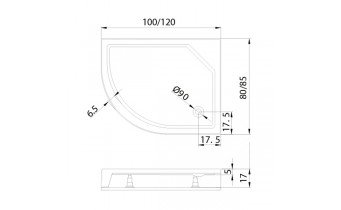 Душовий піддон NEW TRENDY NEW MAXIMA R 120x85x17 см (B-0341)