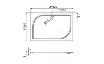 Душовий піддон NEW TRENDY SAVOS 120x90x3 см (B-0358)
