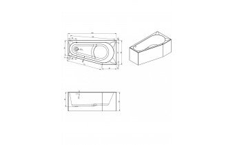 Акрилова ванна Riho Delta Plug & Play 160x80 L, асиметрична + ніжки (BD43005)