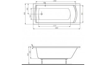 Акрилова ванна Roca Linea 180x80 см, пряма + ніжки (A24T058000)