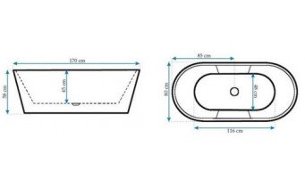 Окремостояча акрилова ванна Rea Silvano 170x80 з сифоном click / clack (REA-W0105)