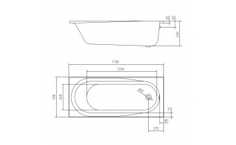 Акрилова ванна Volle Aiva 170x70, пряма (TS-1776844)