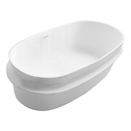 Окремостояча кам'яна ванна Volle Solid Surface 163x75 з сифоном click / clack (12-40-054)