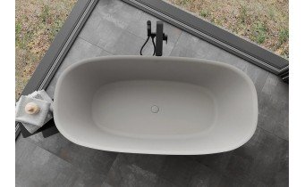 Окремостояча овальна ванна з каменю, штучного Como / Комо 150x82x56 см, бетон матовий