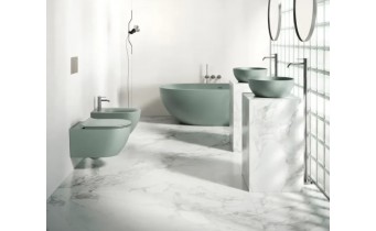 Окремостояча кам'яна ванна овальна Solidtech 179х91 см, колір зелений - Acqua satinato, штучний камінь