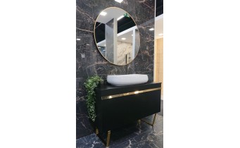 Кругле дзеркало з LED підсвіткою у ванну Elita Sharon Round 100 Gold, 100x100x3 см (168129)