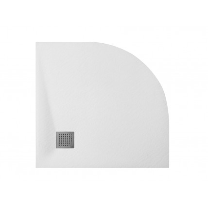 Душовий піддон напівкруглий SMC, Besco Vexo White UltraSlim 90x90x3,2 см, Білий матовий, із структорованою поверхнею