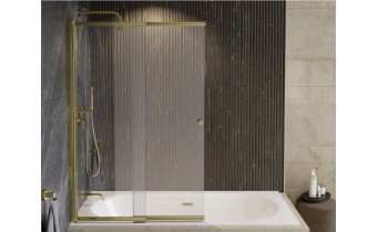 Душова шторка на ванну Besco Easy Slide Gold / колір золота 1000x1500 мм, на 2 секції, розсувні, відкривана 180 градусів, прозоре скло (PESG-2S)