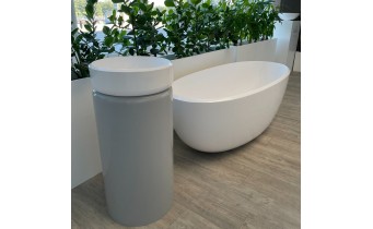 Окремостояча овальна ванна з мармуру Dremex Space 169,8x75x57,4 см, Gelcoat, білий глянцевий + сифон