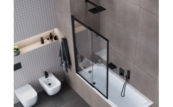 Душова шторка для ванни розсувна Excellent Liner Black 110x140, двосекційна, чорний матовий (KAEX.2930.1100.LP) Душова шторка для ванни розсувна Excellent Liner Black 110x140, двосекційна, чорний матовий (KAEX.2930.1100.LP)