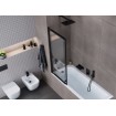 Душова шторка для ванни розсувна Excellent Liner Black 110x140, двосекційна, чорний матовий (KAEX.2930.1100.LP)