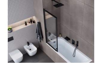 Душова шторка для ванни розсувна Excellent Liner Black 110x140, двосекційна, чорний матовий (KAEX.2930.1100.LP)