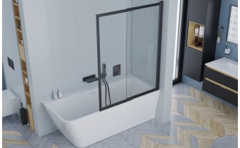 Душова шторка для ванни розсувна Excellent Liner Black 110x140, двосекційна, чорний матовий (KAEX.2930.1100.LP)