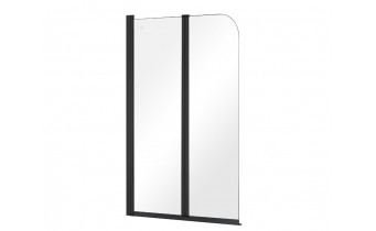 Душова шторка на ванну Besco Prime Black II 90x140 см, на 2 секції, прозоре скло, профіль чорний матовий (PNPB-2S)