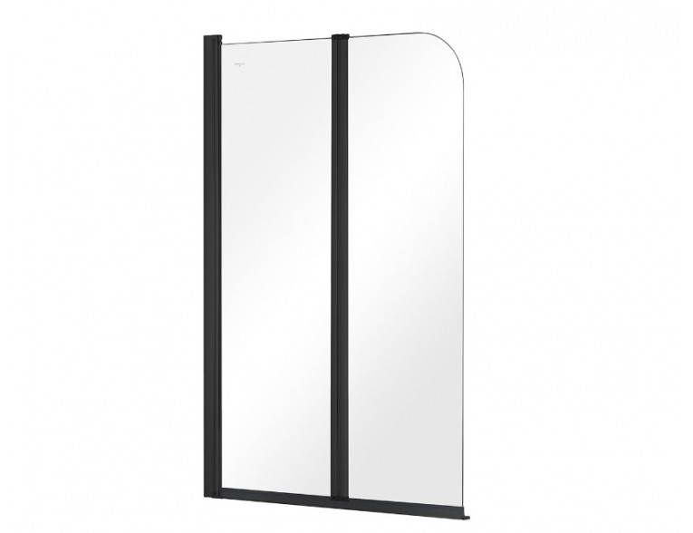 Душова шторка на ванну Besco Prime Black II 90x140 см, на 2 секції, прозоре скло, профіль чорний матовий (PNPB-2S)