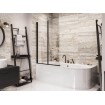Душова шторка на ванну Besco Prime Black II 90x140 см, на 2 секції, прозоре скло, профіль чорний матовий (PNPB-2S)