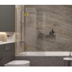 Душова шторка для ванни, нерухома Wave Glass Sandra 100x150 см, на 2 секції, прозоре скло, профіль колір Золото / GOLD