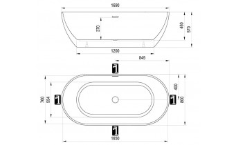 Окремостояча овальна ванна з акрилу Ravak Freedom O 169x80 см, біла глянцева (XC00100020)