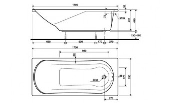 Ванна прямокутна Kolo Comfort 170x75 см (XWP3070000)