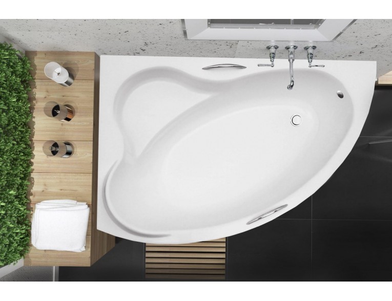 Ванна акрилова Besco Ada 140x90 L, Лівостороння з ручками, асиметрична