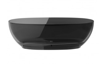 Ванна овальна окремостояча з матеріалу ResiCast Besco Mexa Carbon Grey 170x78x55 см, + сифон Chrome, Сіра карбонова, прозора ванна (WAM-170-CGC)