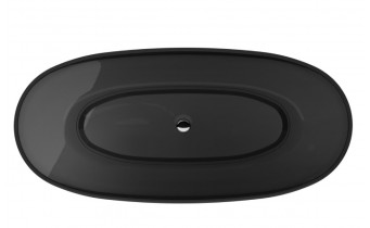 Ванна овальна окремостояча з матеріалу ResiCast Besco Mexa Carbon Grey 170x78x55 см, + сифон Chrome, Сіра карбонова, прозора ванна (WAM-170-CGC)