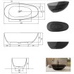 Ванна овальна окремостояча з матеріалу ResiCast Besco Xara Ocean Breeze 160x75x55 см, + сифон Black Matt, Прозора ванна, зелена (WAX-160-OBB)