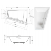 Ванна акрилова для двох осіб Besco Intima Duo 180x125 R, Правостороння, асиметрична з білою панеллю + посилені ніжки + сифон (система зливу) (WAID-180-NP-WH-SF)