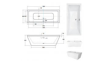 Ванна окремостояча Besco Vera 180x80, біла (WKV-180-WO)