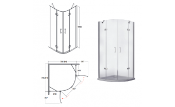 Душова кабіна Besco Viva 80x80x195, прозоре скло (VP-80-195-C)