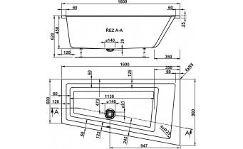 Ванна акрилова Vagnerplast Cavallo Offset 160x90 см L, Лівостороння (VPBA169CAV3LX-01)