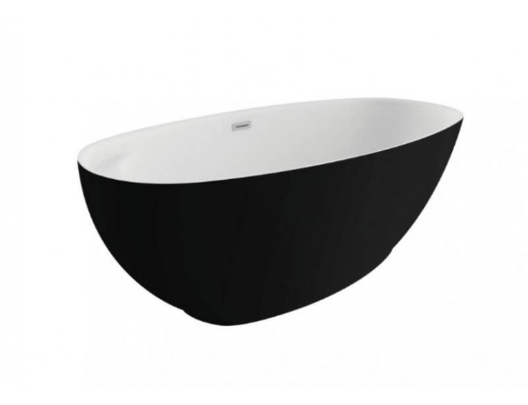 Окремостояча ванна Polimat KIVI 165x75, чорна матова + ніжки (00473)