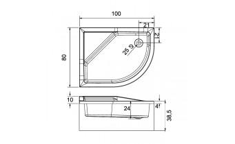 Душовий піддон NEW TRENDY MAXIMA з високим сидінням L 100x80x38,5 см (B-0367)