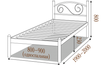 Односпальне ліжко Метал-дизайн Вероніка 80x190 (MT-DO-VR1)