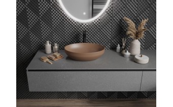 Овальний умивальник на стільницю Mexen Cornelia 50x37 см, коричневий матовий