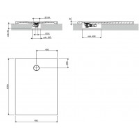Душовий піддон, камяний Omnires Aquarock M+ 90x120 см, антиковзкий, прямокутний, Білий матовий