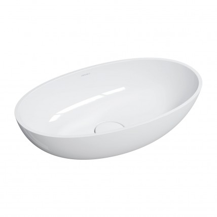 Умивальник на стільницю Omnires Shell M+ 60x35 см, білий глянцевий (SHELLUNBP)