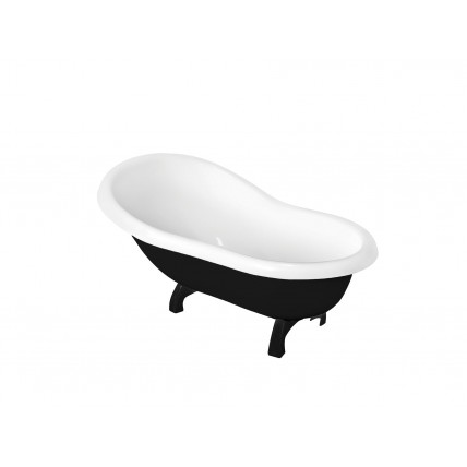 Окремостояча акрилова ванна для немовлят, новонароджених дітей Besco Otylia Baby 85x47 см, чорно біла+ ніжки (WBO-mint)