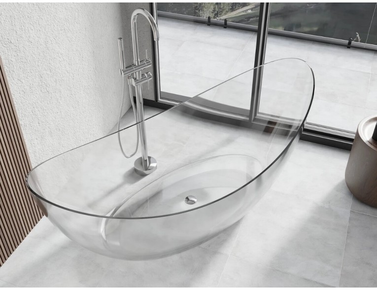 Окремостояча ванна прозора овальна Vea 180x80x75 см, Transparent - прозора ванна